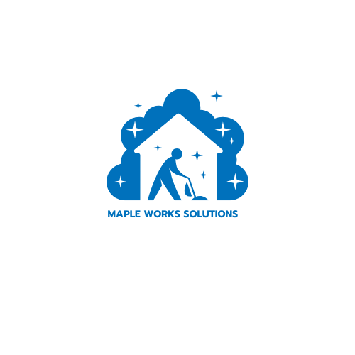 blue and white flat illustrative cleaning services logo (1)